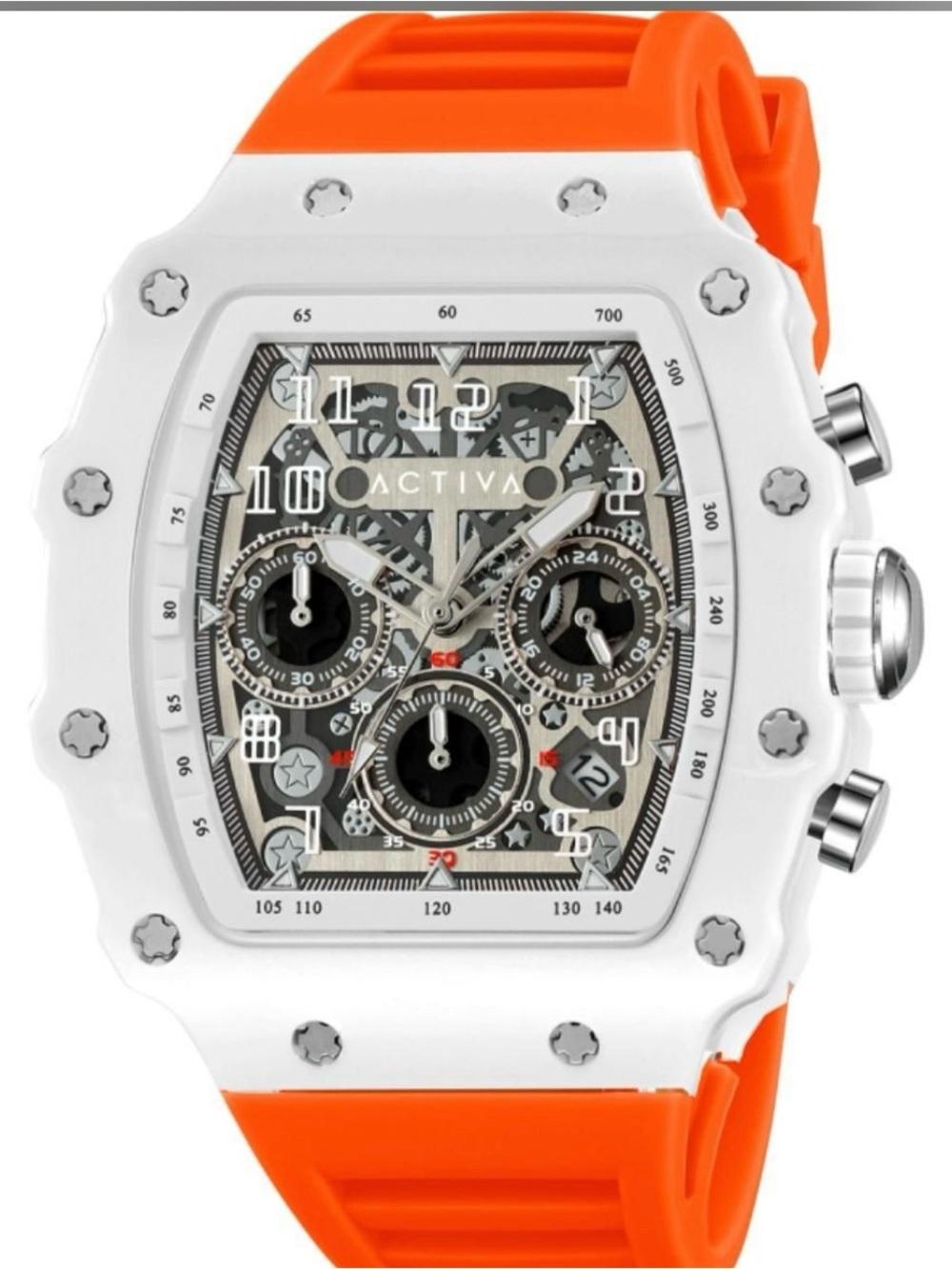 Invicta White Case Orange Strap Chronograph Watch